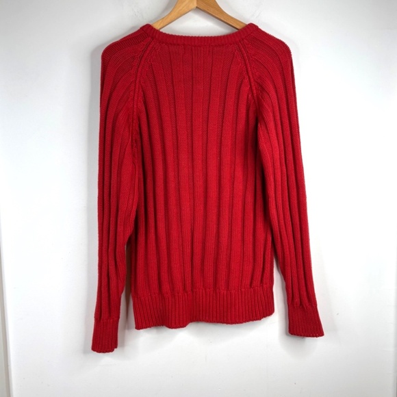 VTG 90s Eddie Bauer Red Ribbed Sweater Womens M Oversized Chunky Slouchy Retro - Picture 2 of 9